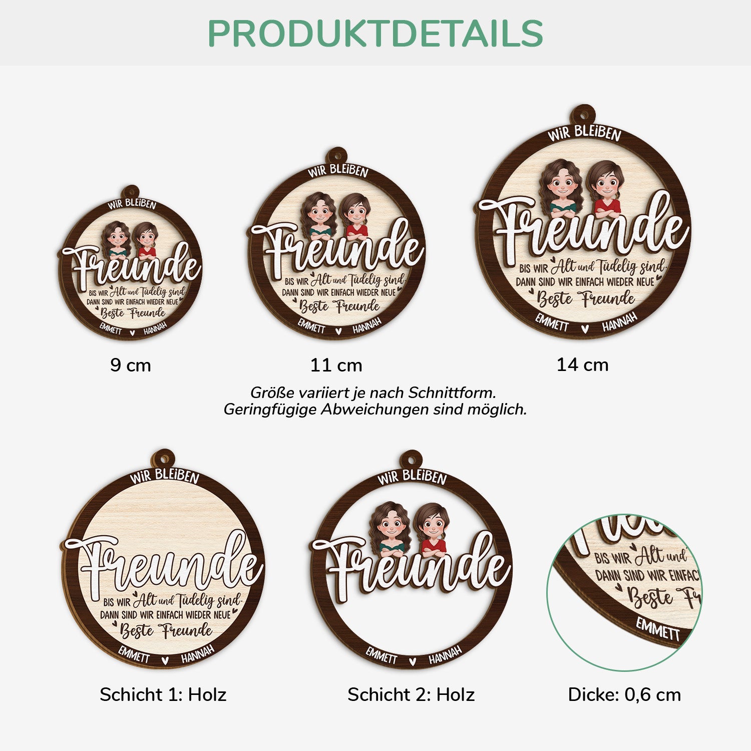 5450OGE3 wir bleiben freunde personalisierte 2 schicht holz ornamente weihnachten beste freunde 5450O6UQF