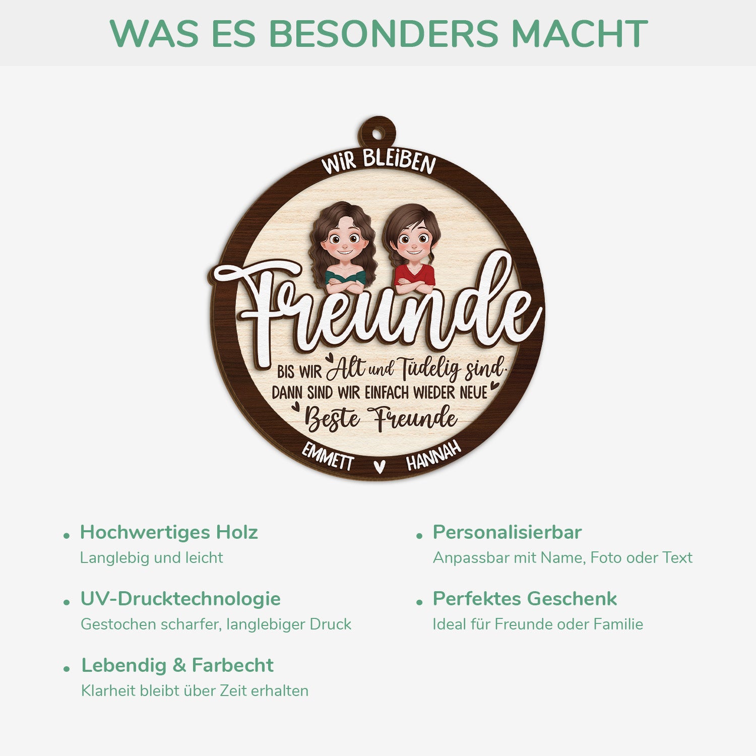 5450OGE4 wir bleiben freunde personalisierte 2 schicht holz ornamente weihnachten beste freunde 5450O6UQF