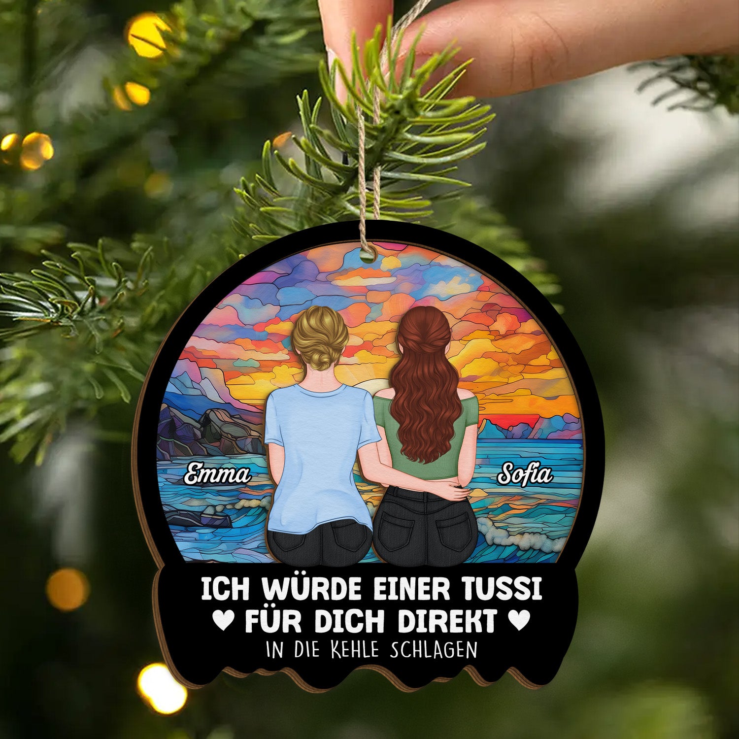 5453OGE2 ich wurde fur dich kampfen personalisierte 2 schicht holz ornamente weihnachten beste freundinnen 5453O8LTF