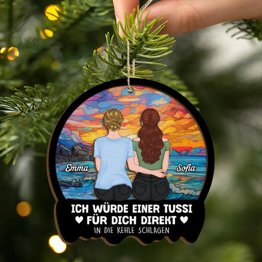 5453OGE2 ich wurde fur dich kampfen personalisierte 2 schicht holz ornamente weihnachten beste freundinnen 5453O8LTF