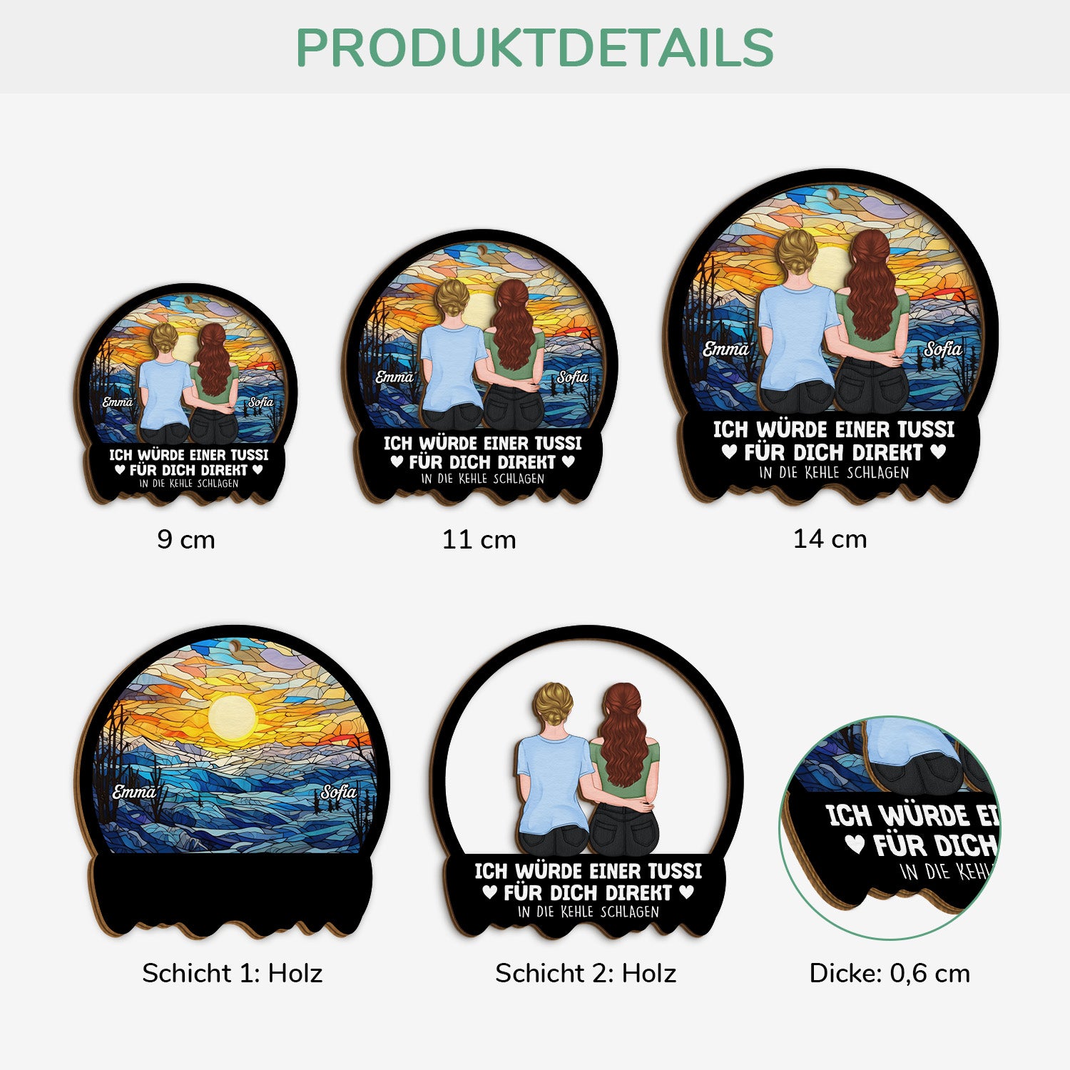 5453OGE3 ich wurde fur dich kampfen personalisierte 2 schicht holz ornamente weihnachten beste freundinnen 5453O8LTF