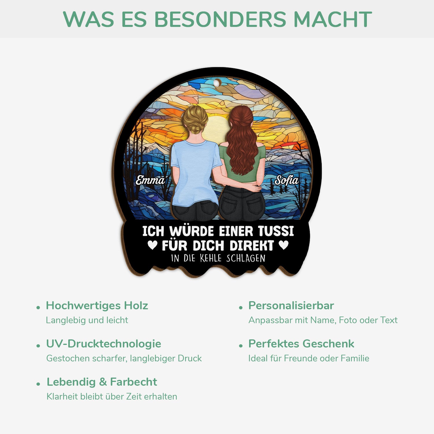 5453OGE4 ich wurde fur dich kampfen personalisierte 2 schicht holz ornamente weihnachten beste freundinnen 5453O8LTF