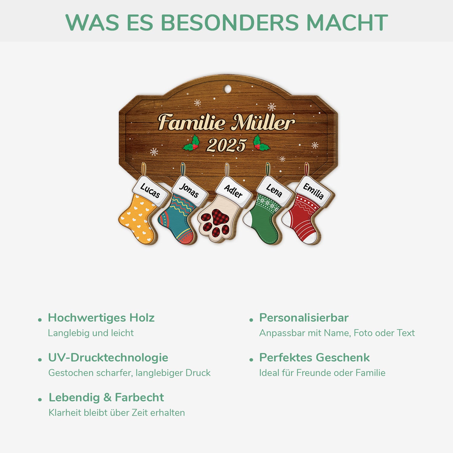 5454OGE4 familie weihnachtsstrumpf personalisierte 1 schicht holz ornamente weihnachten 5454OTQCI