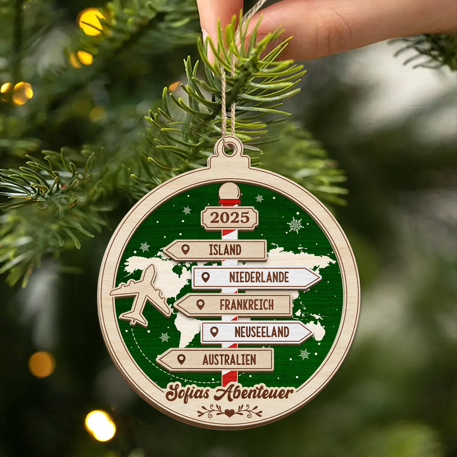 5459OGE2 abenteuer_ strassenschilder personalisierte 2 schicht holz ornamente weihnachten reisen 5459OTTZR