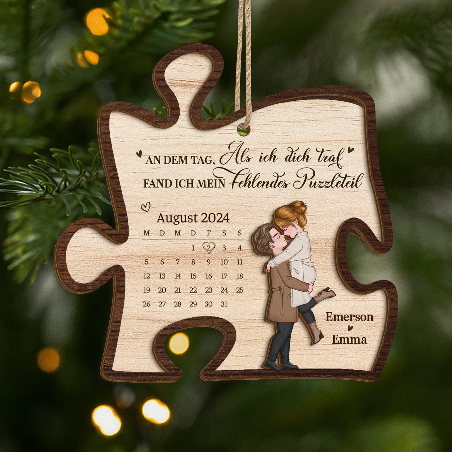 5461OGE1 als ich dich traf fand ich mein fehlendes puzzleteil_ personalisierte 2 schicht holz ornamente paar kalender 5461O8TQG