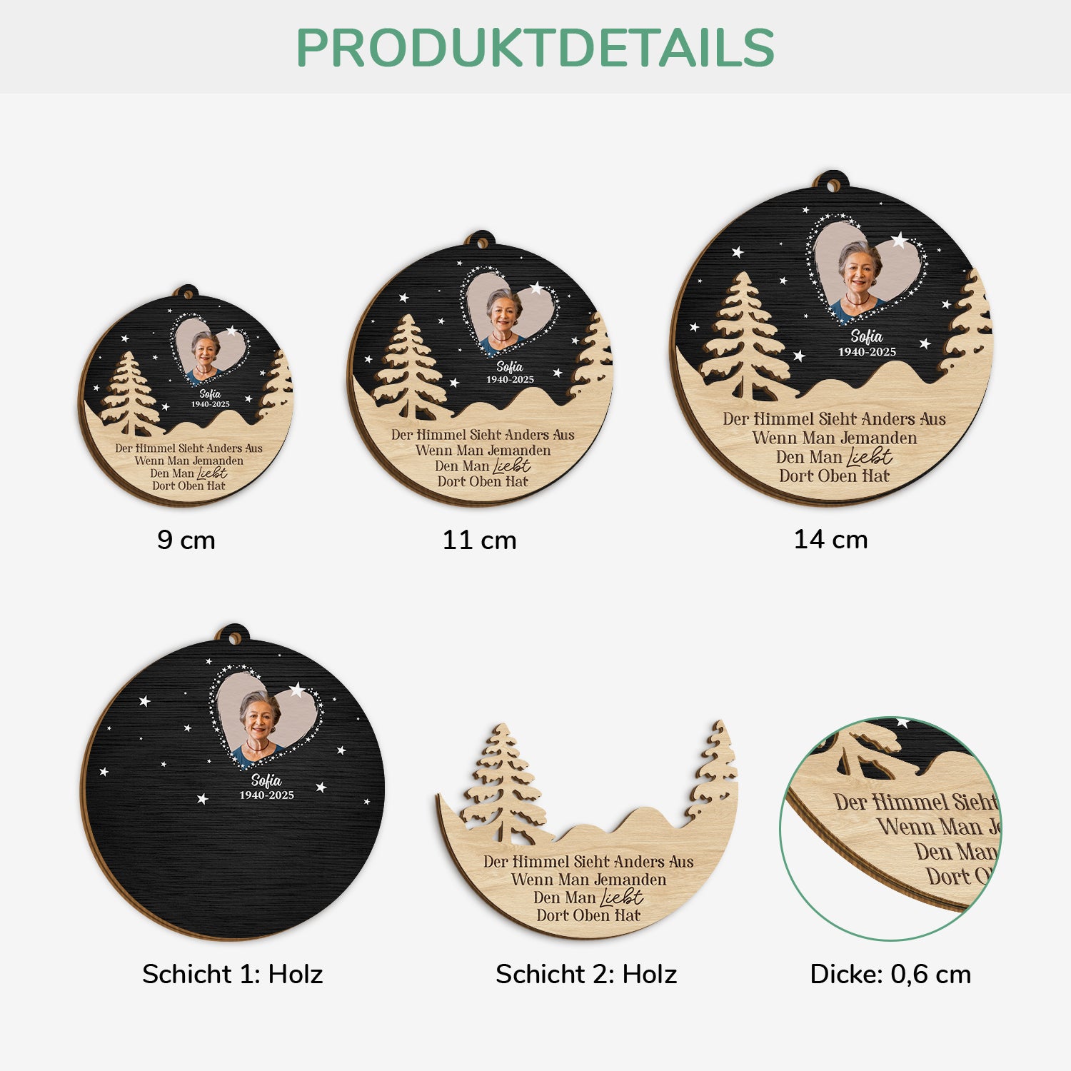 5463OGE3 nachdenken spruche vermisse_ personalisierte 2 schicht holz ornamente mit foto 5463OTQCA