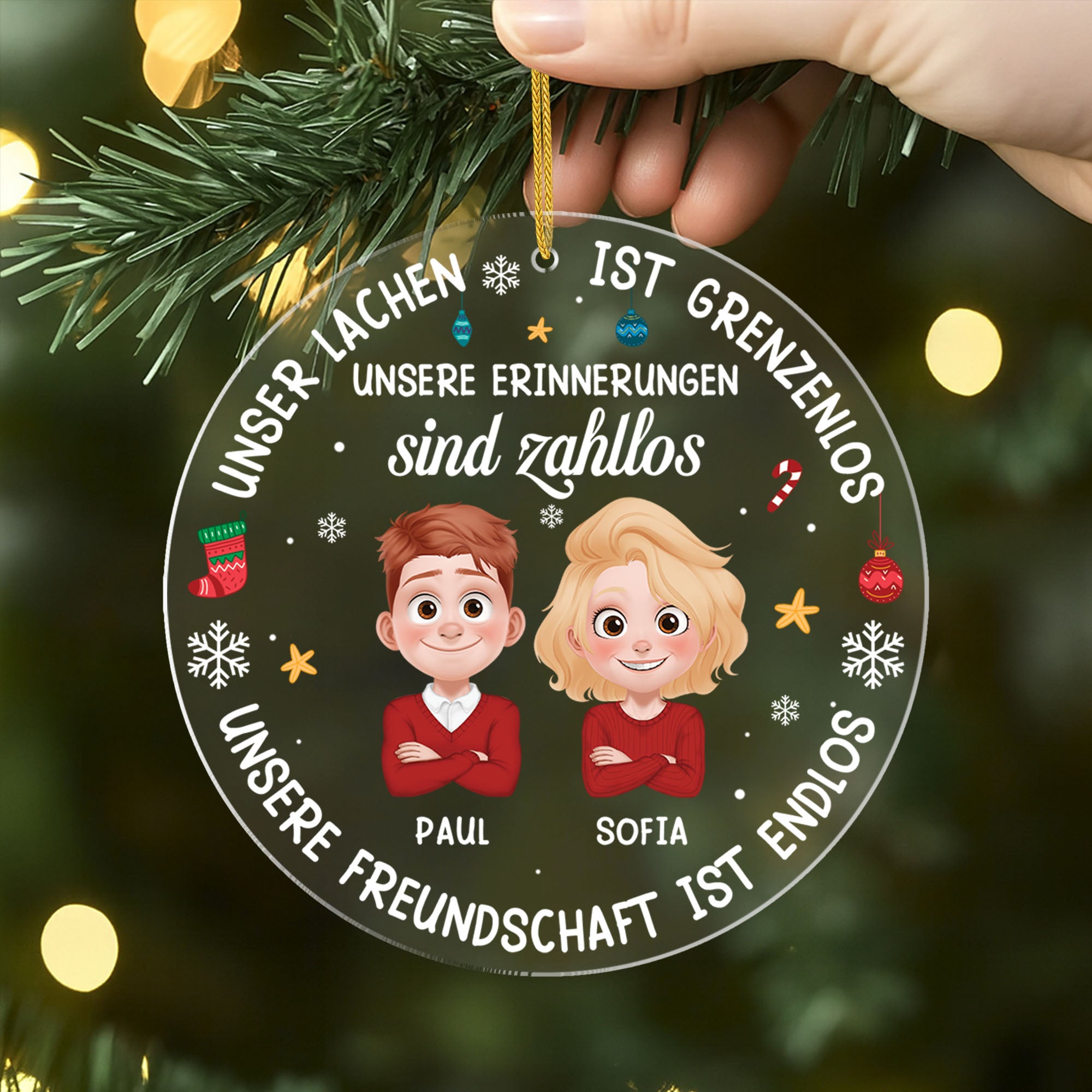 5464OGE2 freundschaft endlos personalisierter weihnachtsschmuck acryl beste freunde 5464OKV0F
