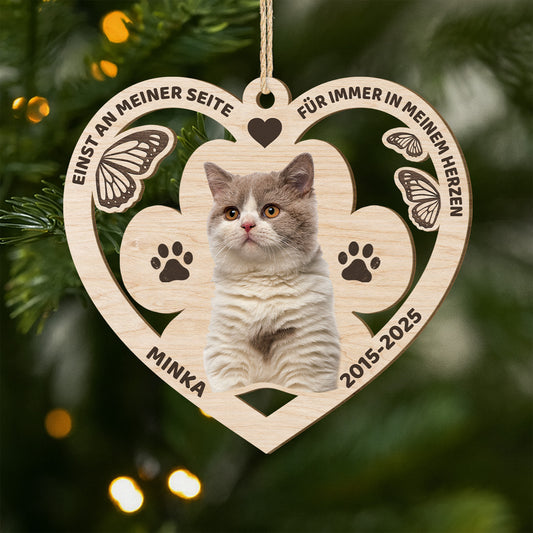 5466OGE1 einst an meiner seite fur immer in meinem herzen personalisierte 1 schicht holz ornamente mit foto katze 5466OTTTD