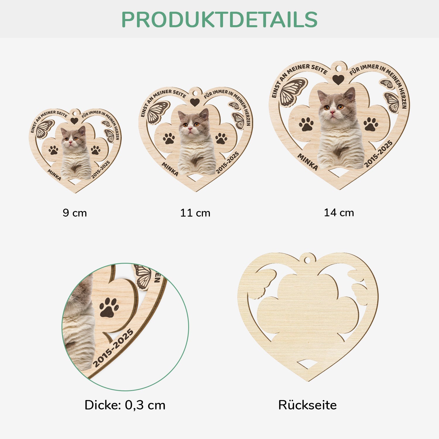 5466OGE3 einst an meiner seite fur immer in meinem herzen personalisierte 1 schicht holz ornamente mit foto katze 5466OTTTD