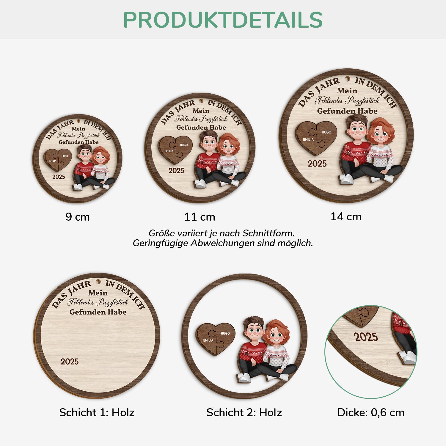 5474OGE3 fehlendes puzzlestuck gefunden_ personalisierte 2 schicht holz ornamente paar weihnachten 5474O8HCG