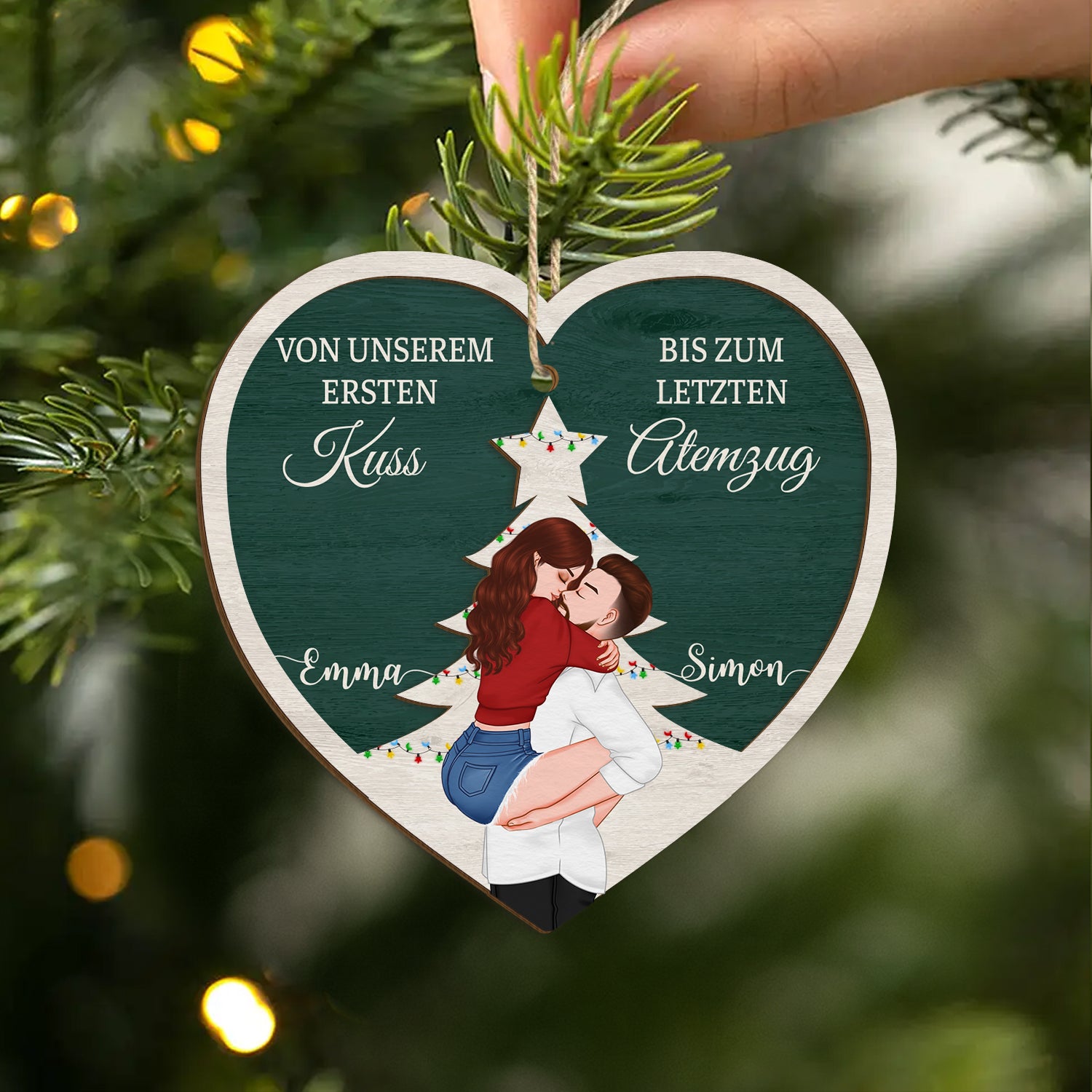 5485OGE2 von unserem ersten kuss bis zu unserem letzten atemzug_ personalisierte 2 schicht holz ornamente paar weihnachten 5485OKQNG