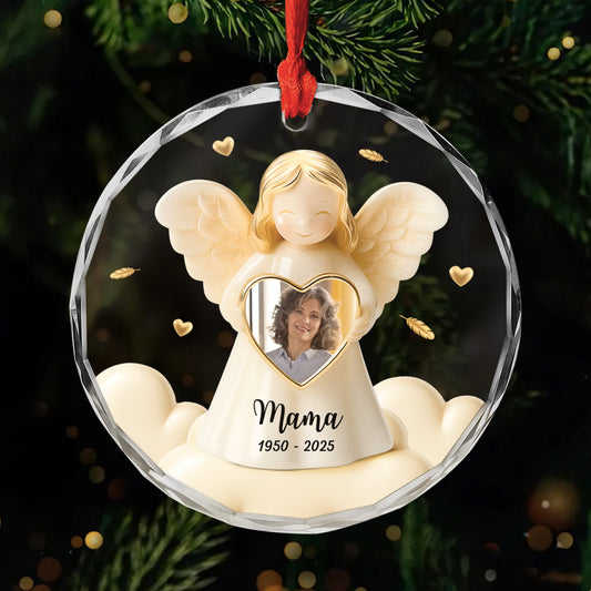 5489OGE1 engel anhanger mit foto personalisierter weihnachtsschmuck aus glas mama zur erinnerung 5489O6QNA
