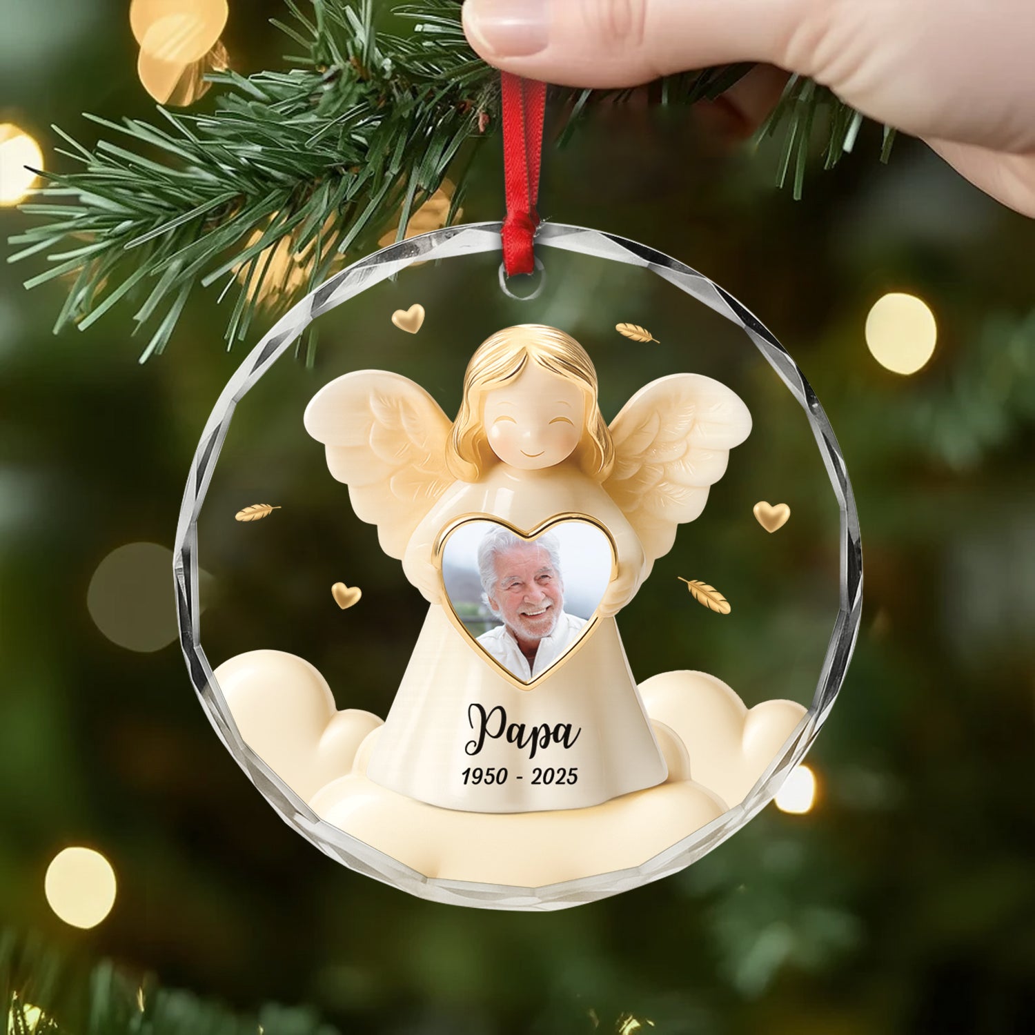 5489OGE2 engel anhanger mit foto personalisierter weihnachtsschmuck aus glas mama zur erinnerung 5489O6QNA