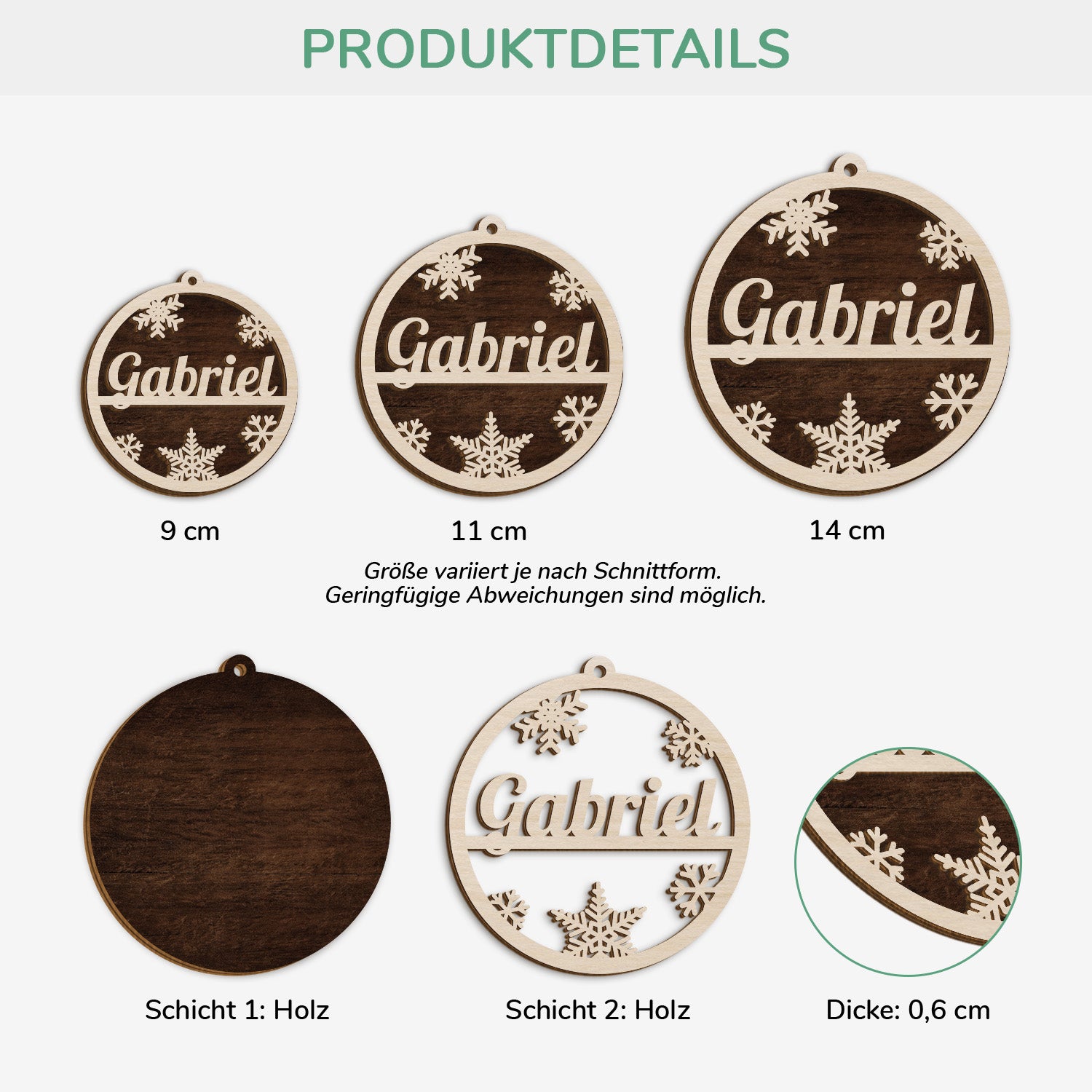 5496OGE3 schneeflocken mit namen personalisierte 1 schicht holz ornamente weihnachten 5496O6VAA