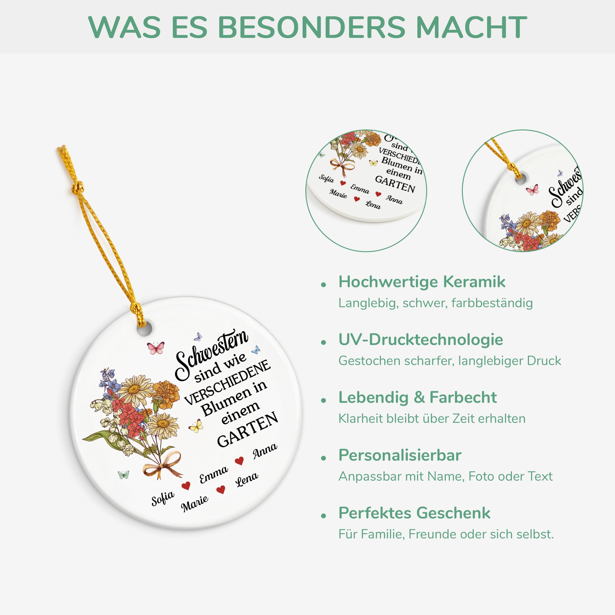 5497OGE4 schwestern sind wie verschiedene blumen personalisierter weihnachtsschmuck keramik beste freundinnen 5497O6QTA