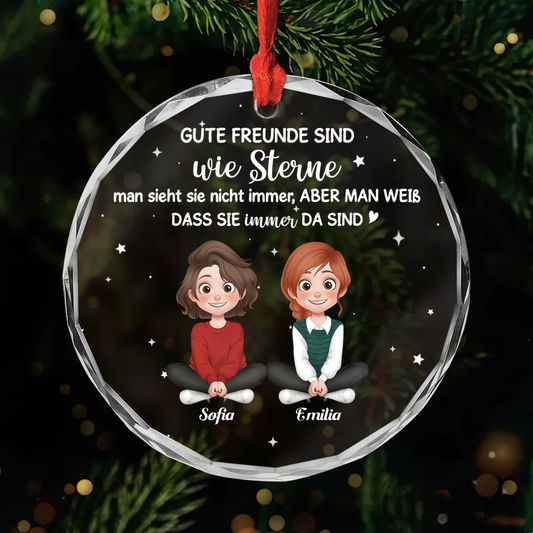 5507OGE1 gute freunde sind wie sterne personalisierter weihnachtsschmuck_ aus glas beste freundinnen 5507OKV0F