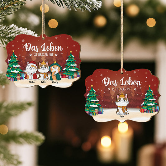 5511OGE2 das leben ist besser mit katzen personalisierte 1 schicht holz ornamente weihnachten 5511OTLMD