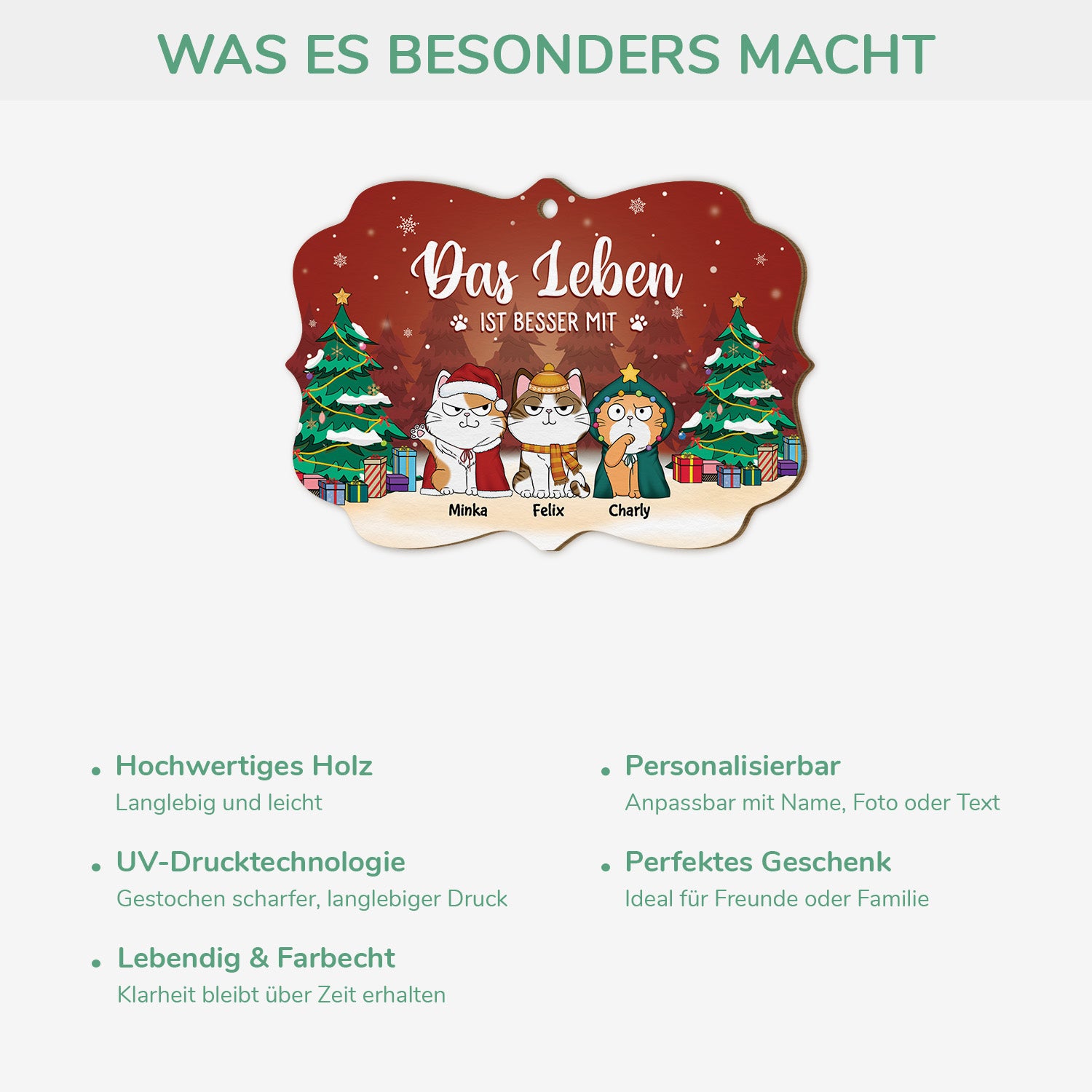 5511OGE4 das leben ist besser mit katzen personalisierte 1 schicht holz ornamente weihnachten 5511OTLMD