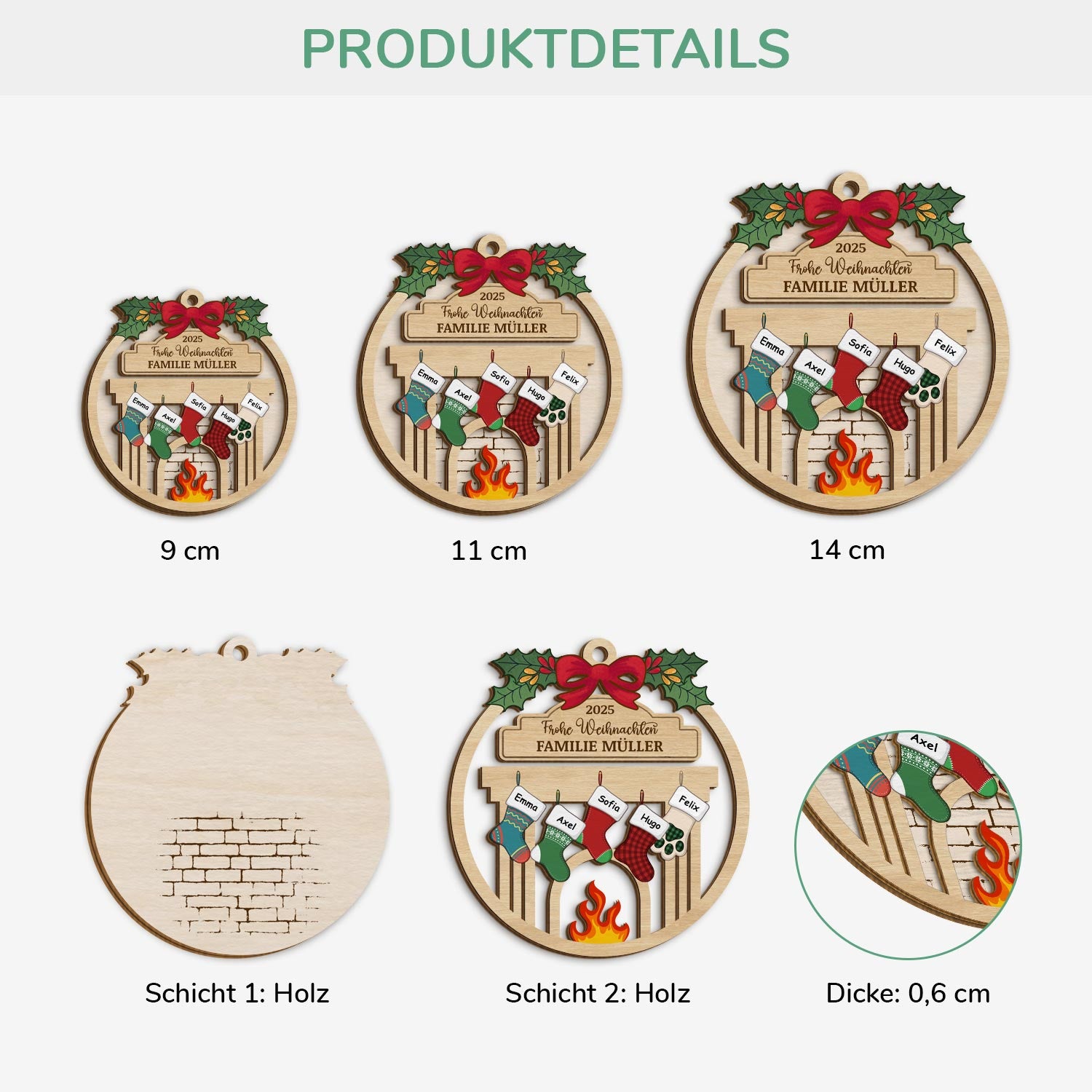 5512OGE3 frohe weihnachten personalisierte 2 schicht holz ornamente familie 5512OTQAI