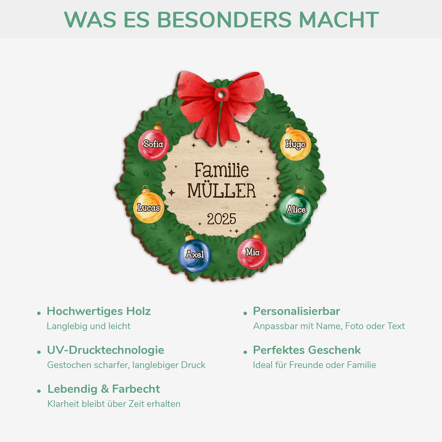 5513OGE4 familie mit weihnachtskranz personalisierte 2 schicht holz ornamente weihnachten 5513OTHAI