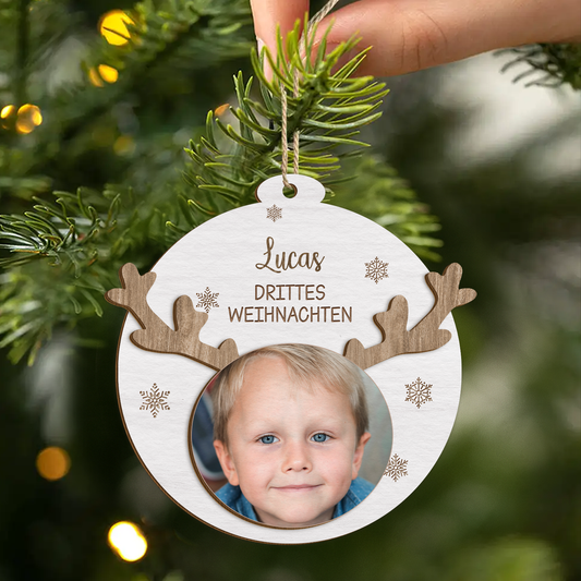 5518OGE2 erstes weihnachten personalisierte 2 schicht holz ornamente weihnachten baby mit foto 5518OKVCK