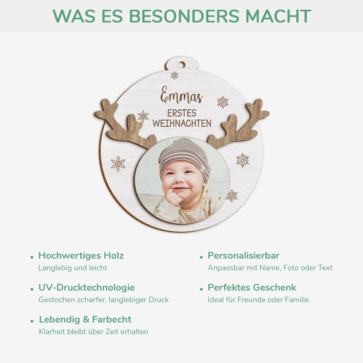 5518OGE4 erstes weihnachten personalisierte 2 schicht holz ornamente weihnachten baby mit foto 5518OKVCK