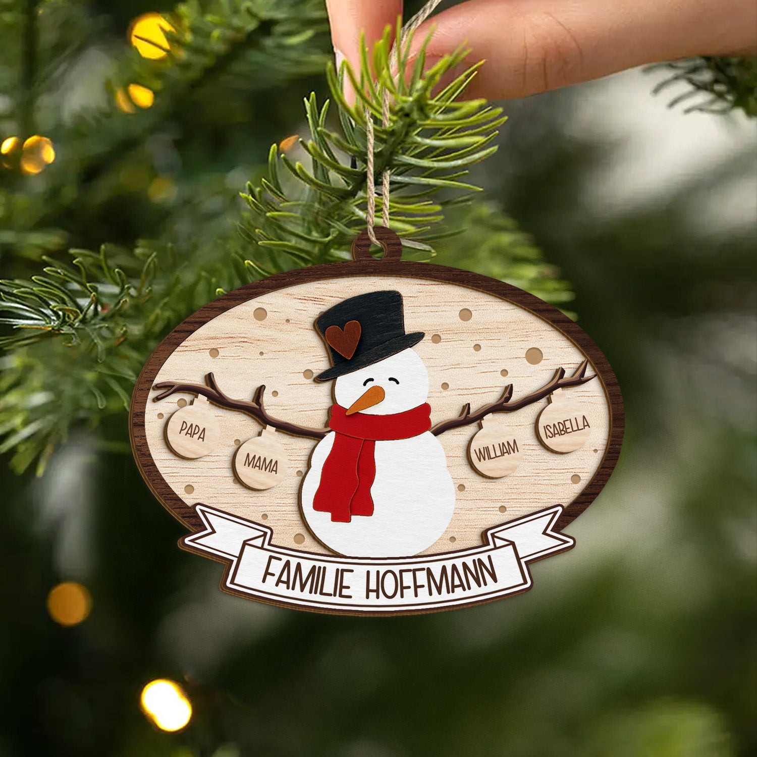 5521OGE2 die familie schneemann personalisierte 2 schicht holz ornamente weihnachten 5521OTTQI