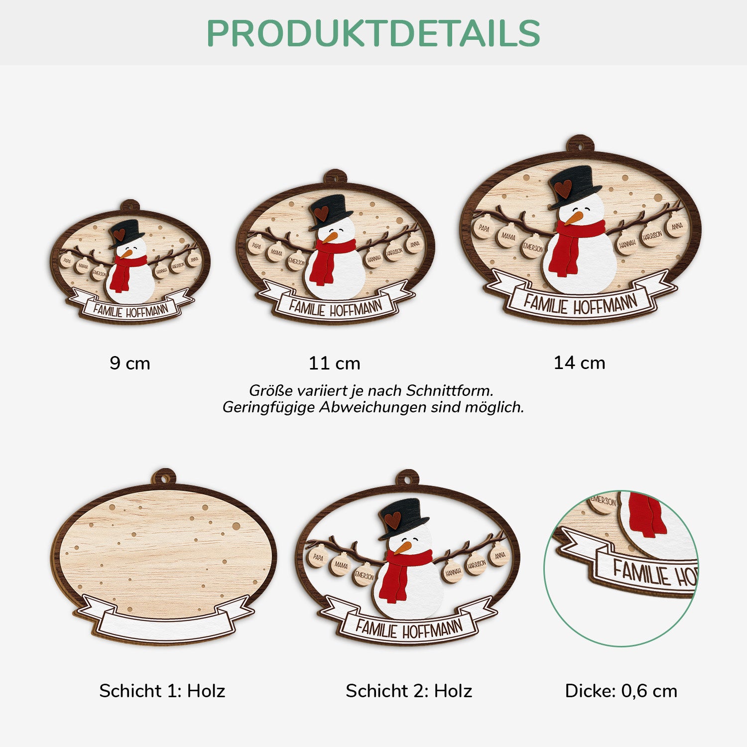 5521OGE3 die familie schneemann personalisierte 2 schicht holz ornamente weihnachten 5521OTTQI
