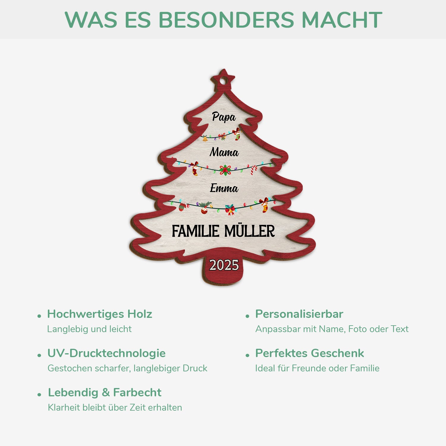 5527OGE4 tannenbaum mit namen personalisierte 2 schicht holz ornamente weihnachten familie 5527O3TNI