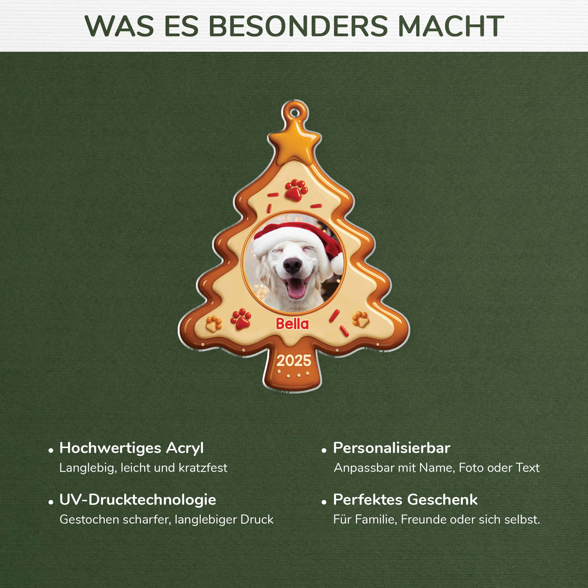 5531OGE4 hunde mit foto personalisierte acryl ornamente weihnachten 5531O3LAC