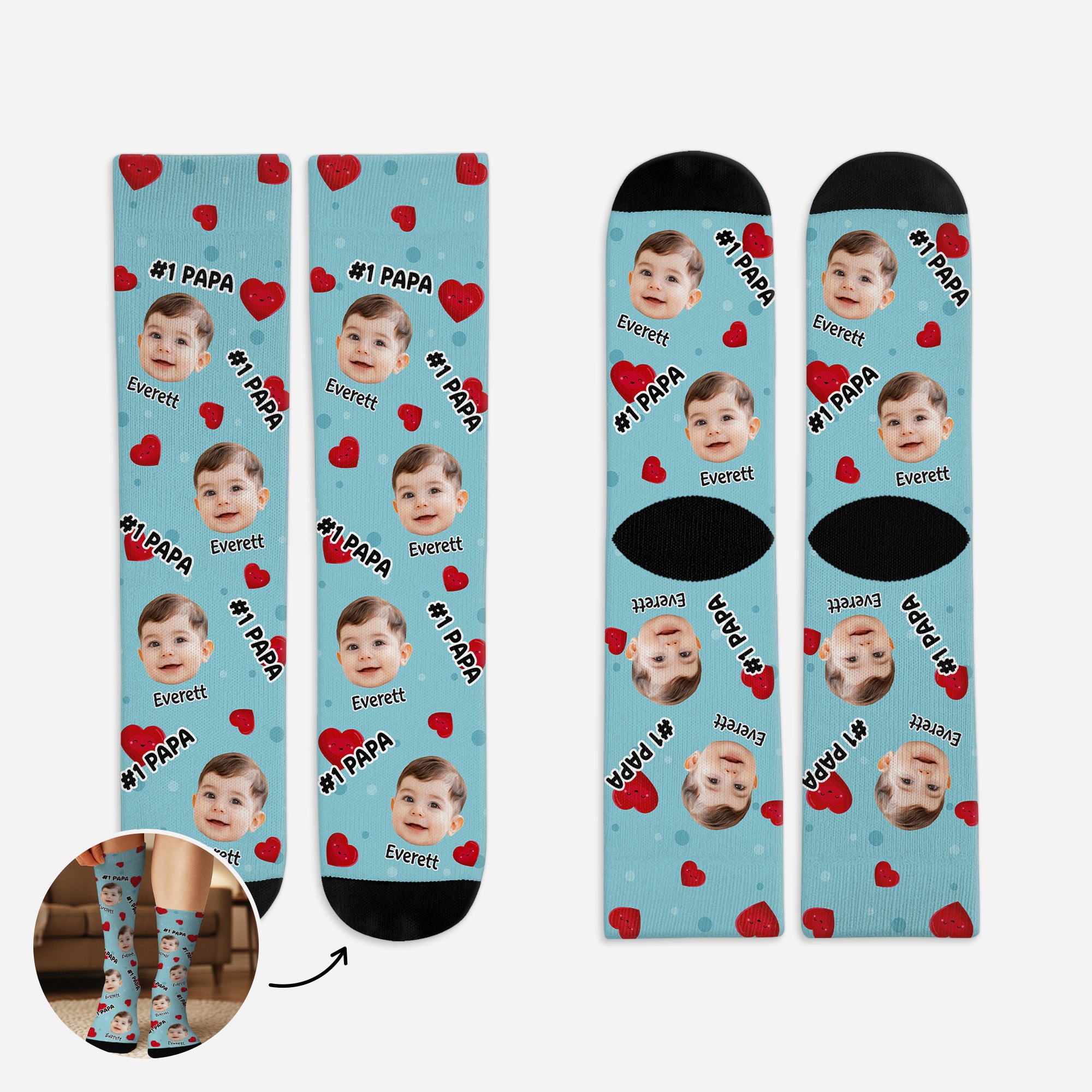 5541JGE1 baby mit gesicht socken personalisieren text familie 5541J8YMB