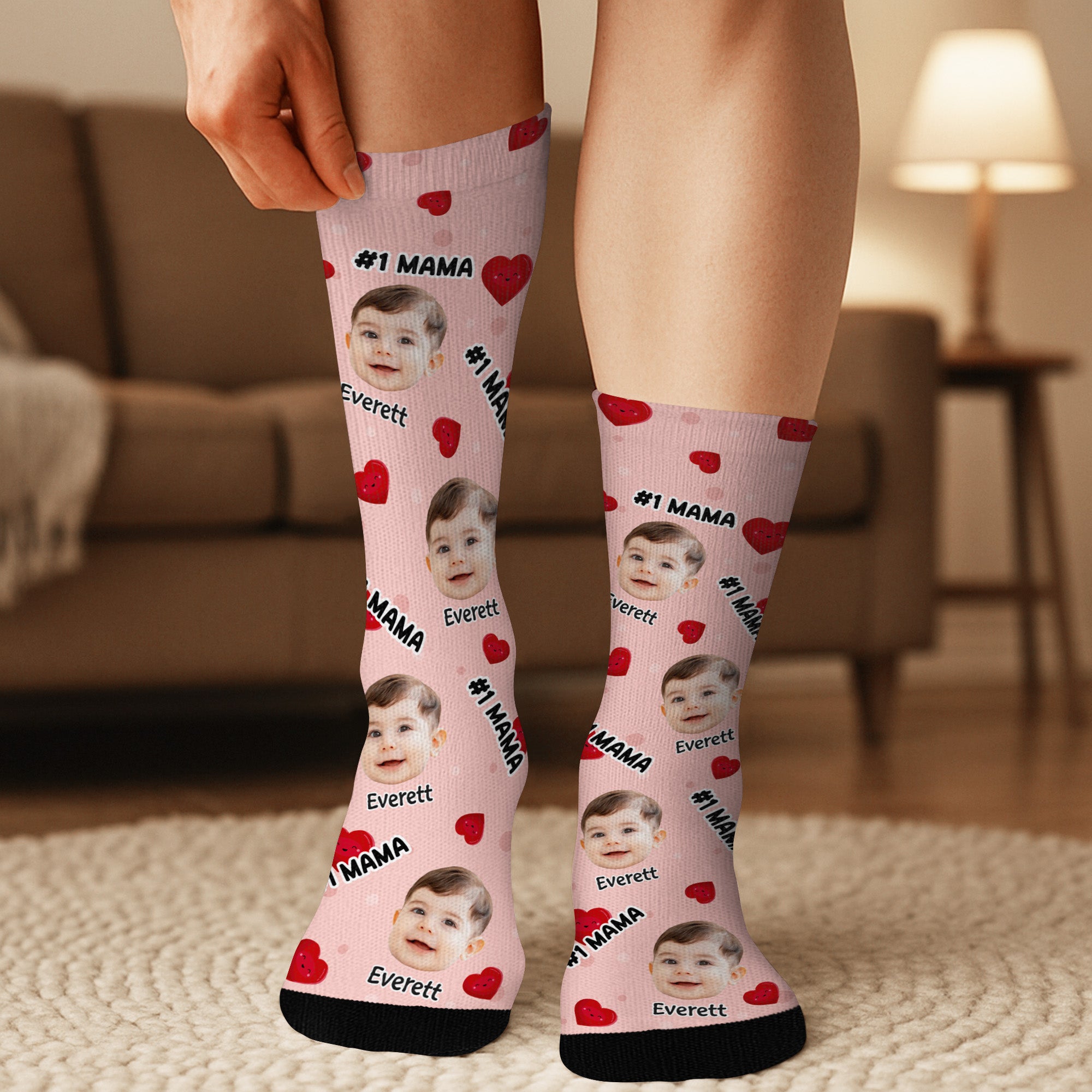 5541JGE3 baby mit gesicht socken personalisieren text familie 5541J8YMB