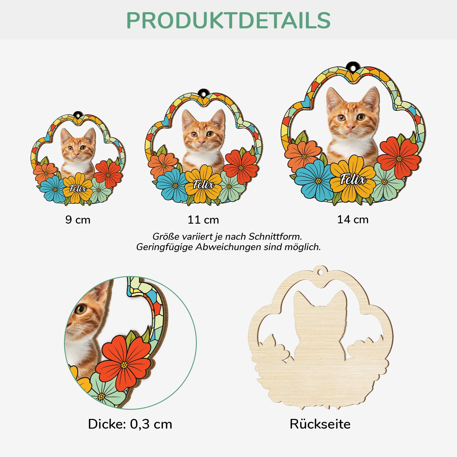 5542OGE3 katze blumen personalisierte 1 schicht holz ornamente mit foto 5542O8LMD_18506e9f cabc 4a87 a96c 78bccd3dcdd3