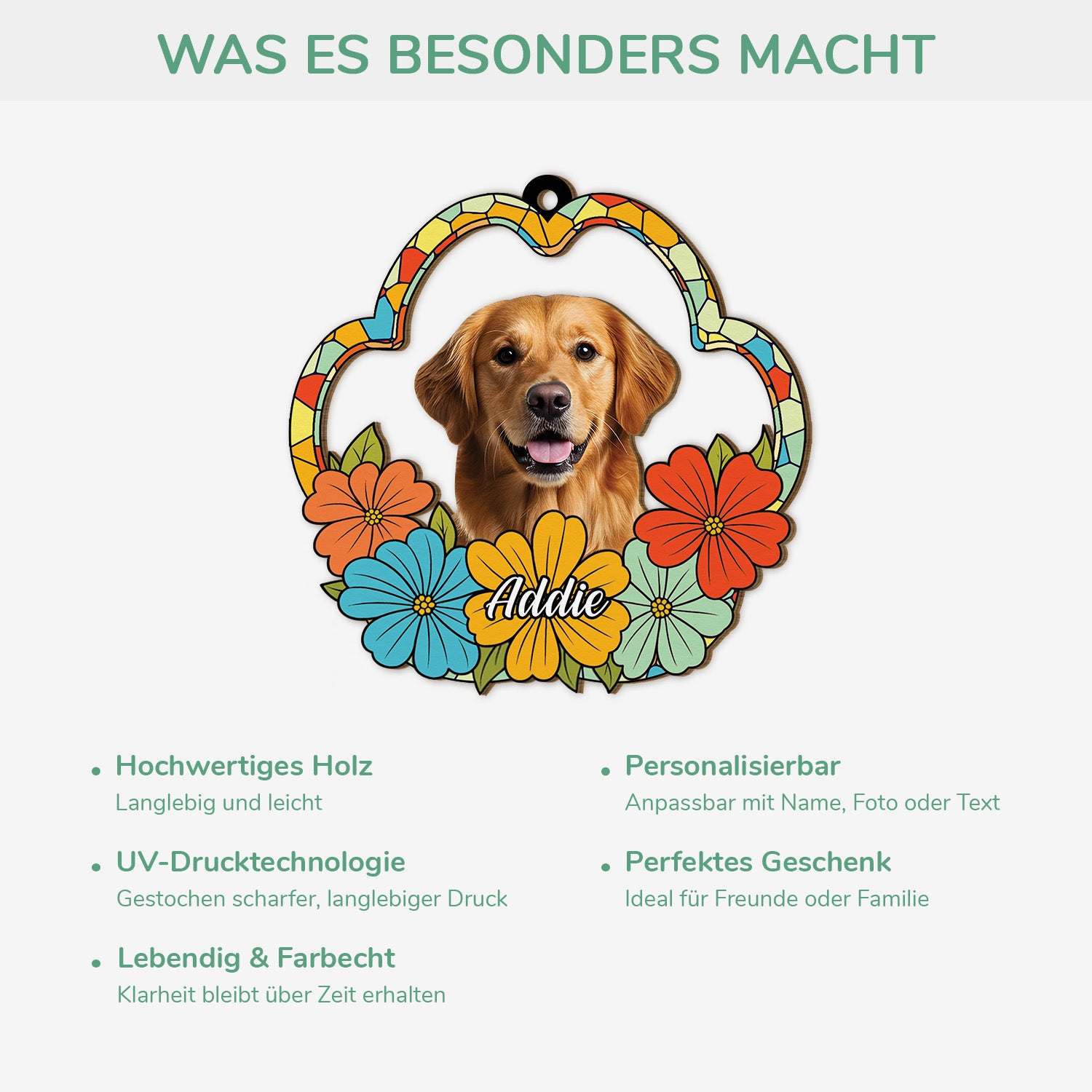 5542OGE4 hund blumen personalisierte 1 schicht holz ornamente mit foto 5542O8LMC_b693b150 7216 49ec 9779 046d0d429171