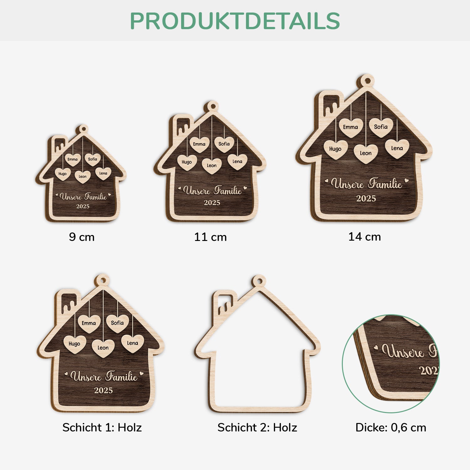5543OGE3 meine familie personalisierte 2 schicht holz ornamente familie 5543O8LTI