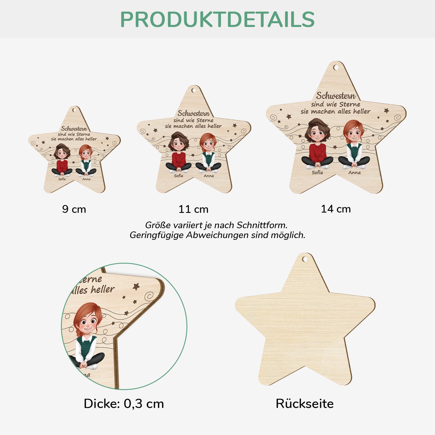 5546OGE3 schwestern sind wie sterne sie machen alles heller personalisierte 1 schicht holz ornamente geschwister 5546O8VZA