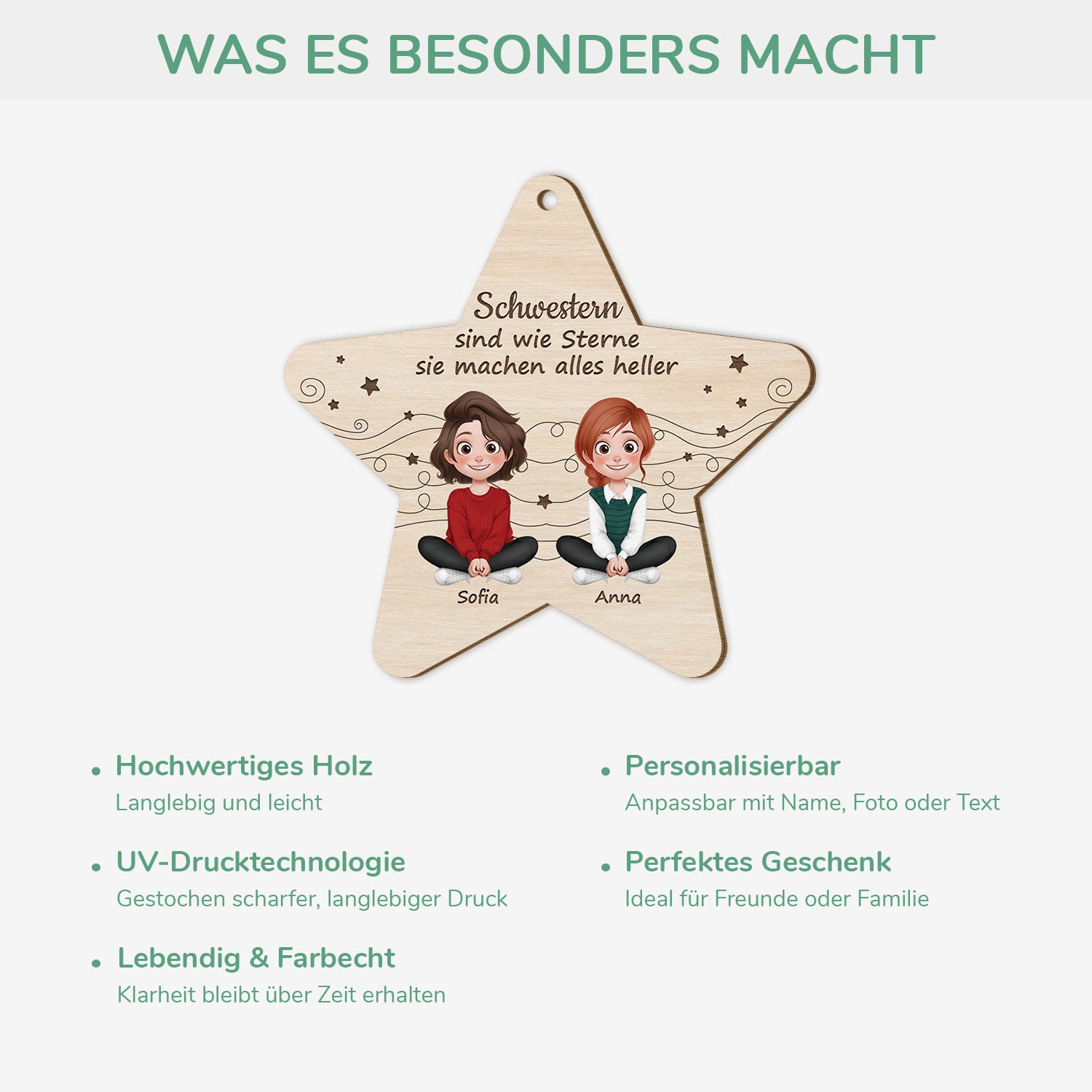 5546OGE4 schwestern sind wie sterne sie machen alles heller personalisierte 1 schicht holz ornamente geschwister 5546O8VZA