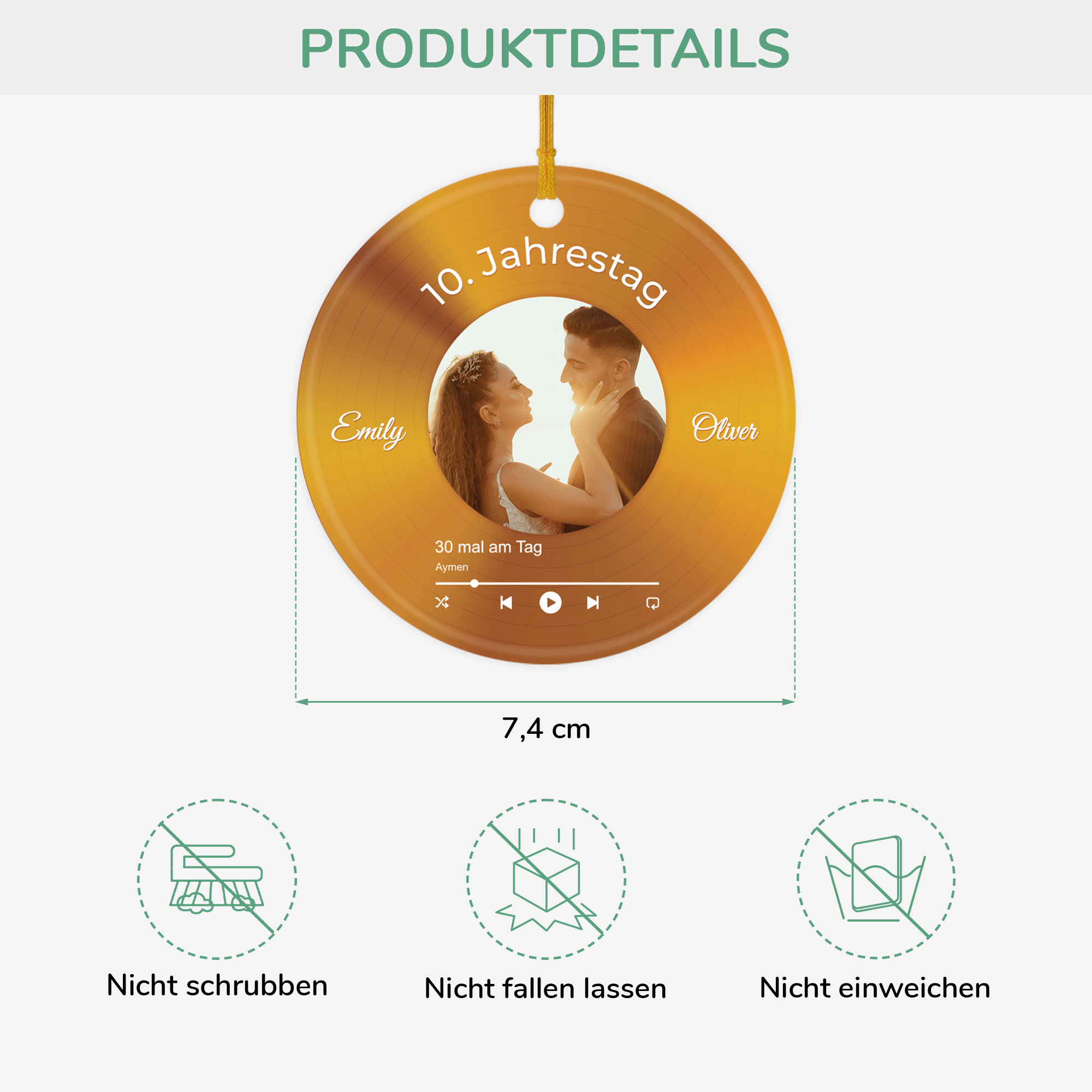 5549OGE3 10 jahrestag personalisierte keramik ornamente paar mit foto musik 5549O5U5G