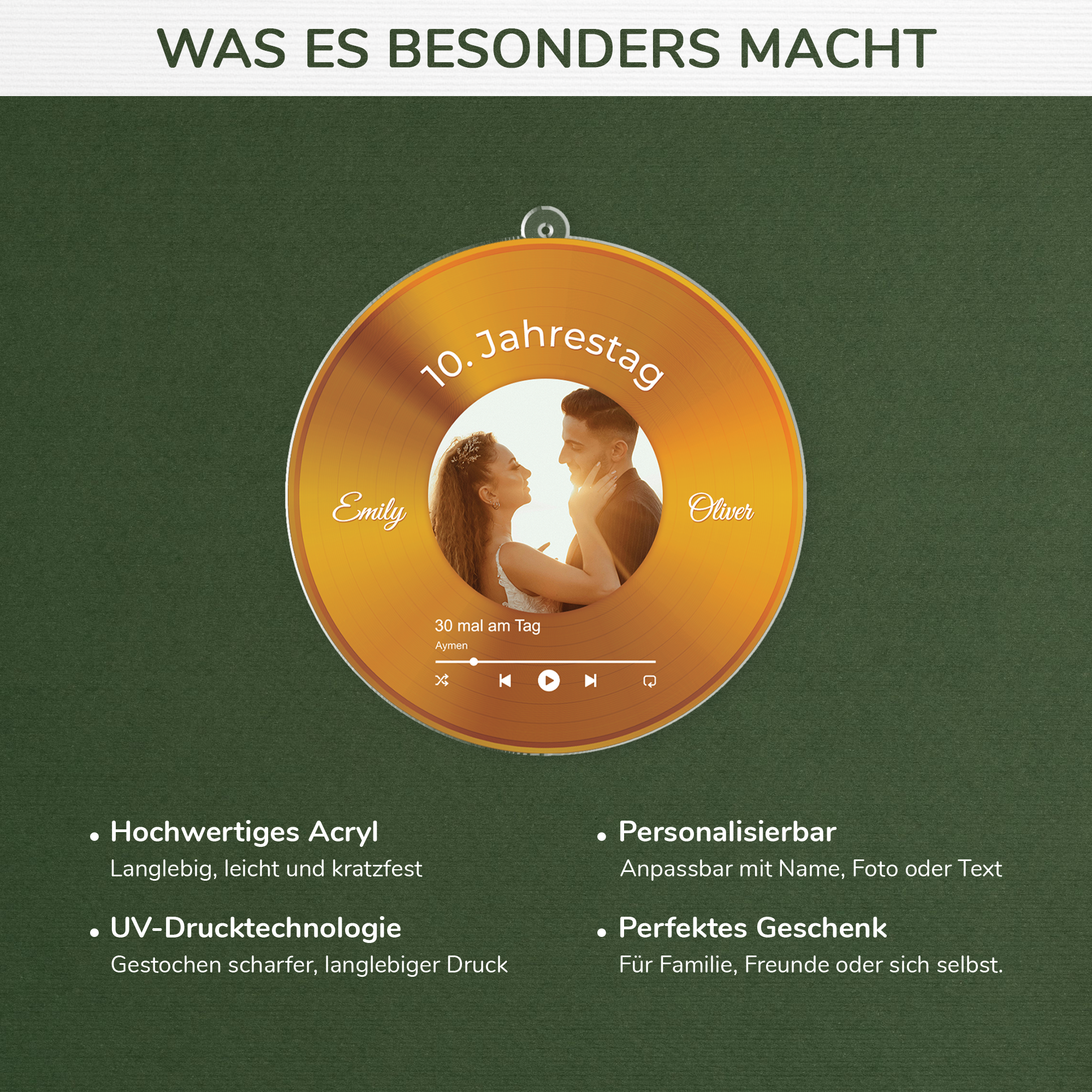 5549OGE4 10 jahrestag personalisierte acryl ornamente paar mit foto musik 5549O5U5G