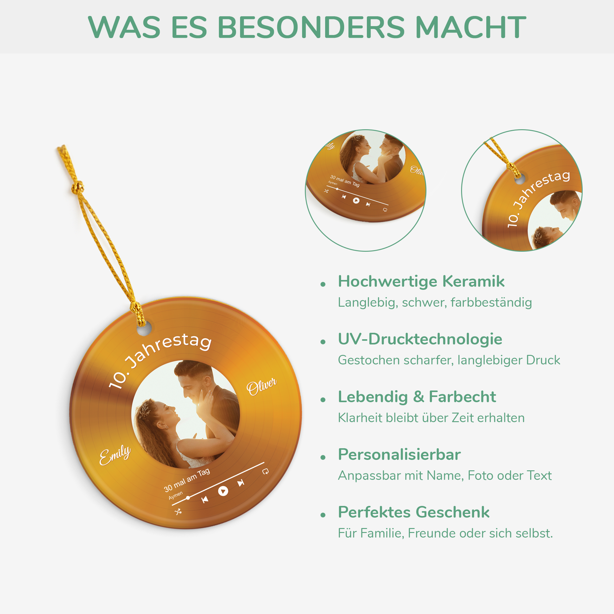 5549OGE4 10 jahrestag personalisierte keramik ornamente paar mit foto musik 5549O5U5G