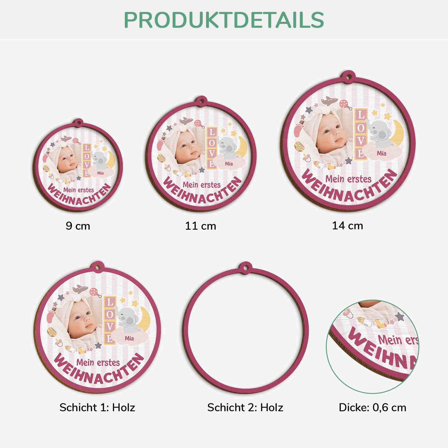 5550OGE3 mein erstes weihnachten personalisierte 2 schicht holz ornamente baby 5550O5Q5K