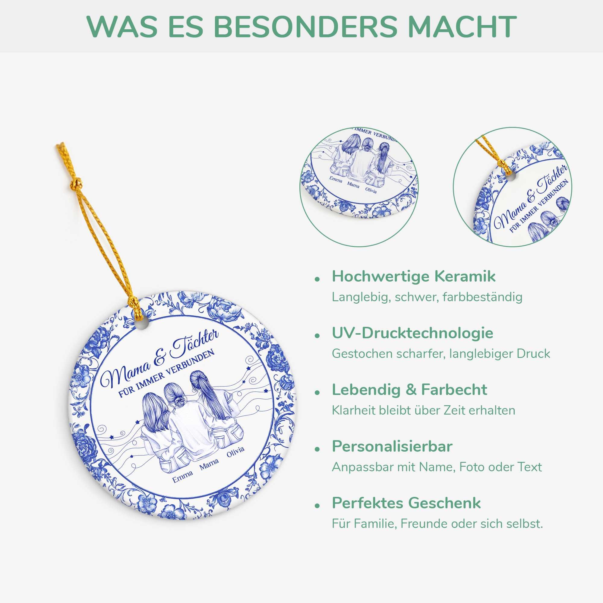 5551OGE4 mama und kinder fur immer verbunden toile de jouy personalisierte keramik ornamente mama 5551O5Z5A