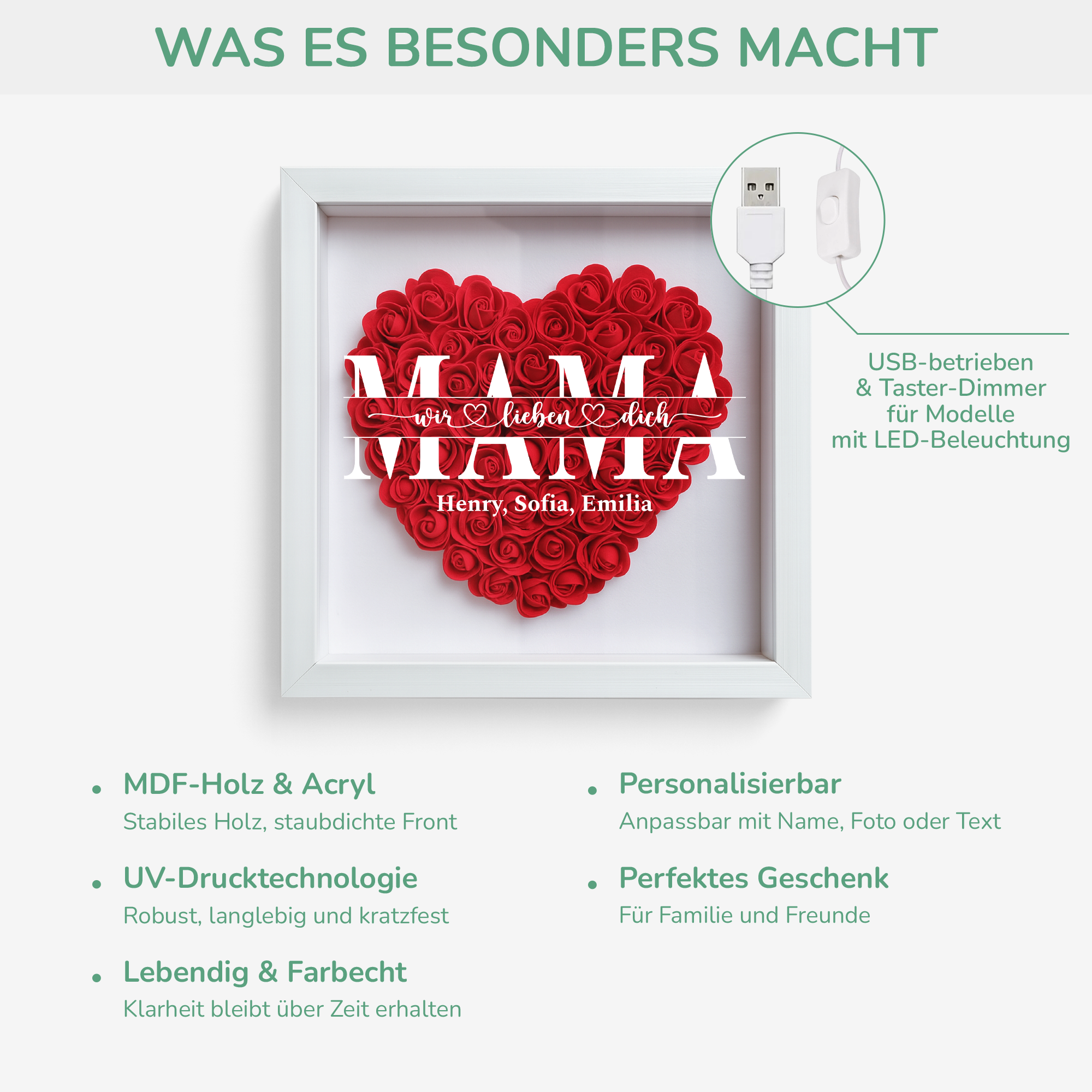 5556OGE4 ich liebe dich blumen 3d bilderrahmen personalisiert_ mama 5556O