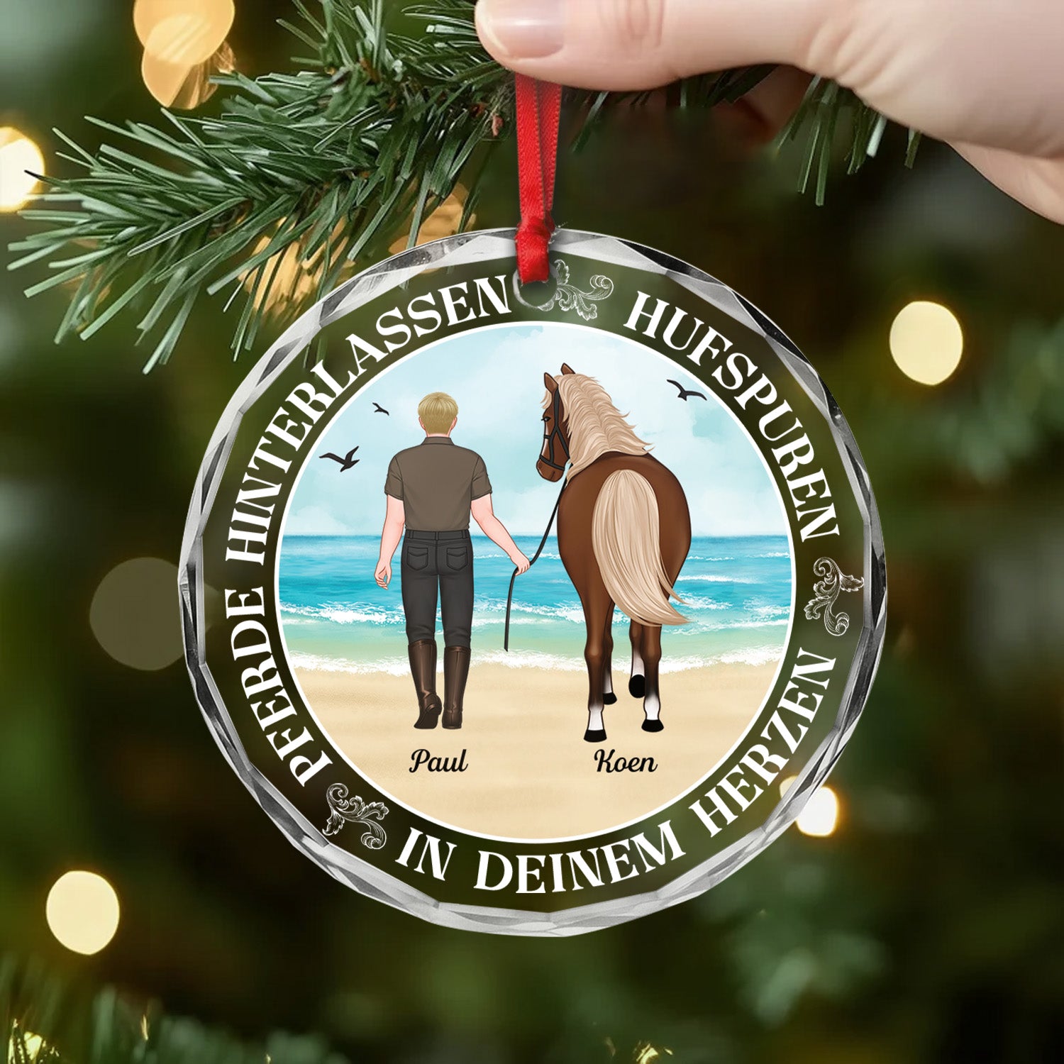 5559OGE2 pferde hinterlassen hufspuren in deinem herzen personalisierte glas ornamente pferde 5559O3UTU