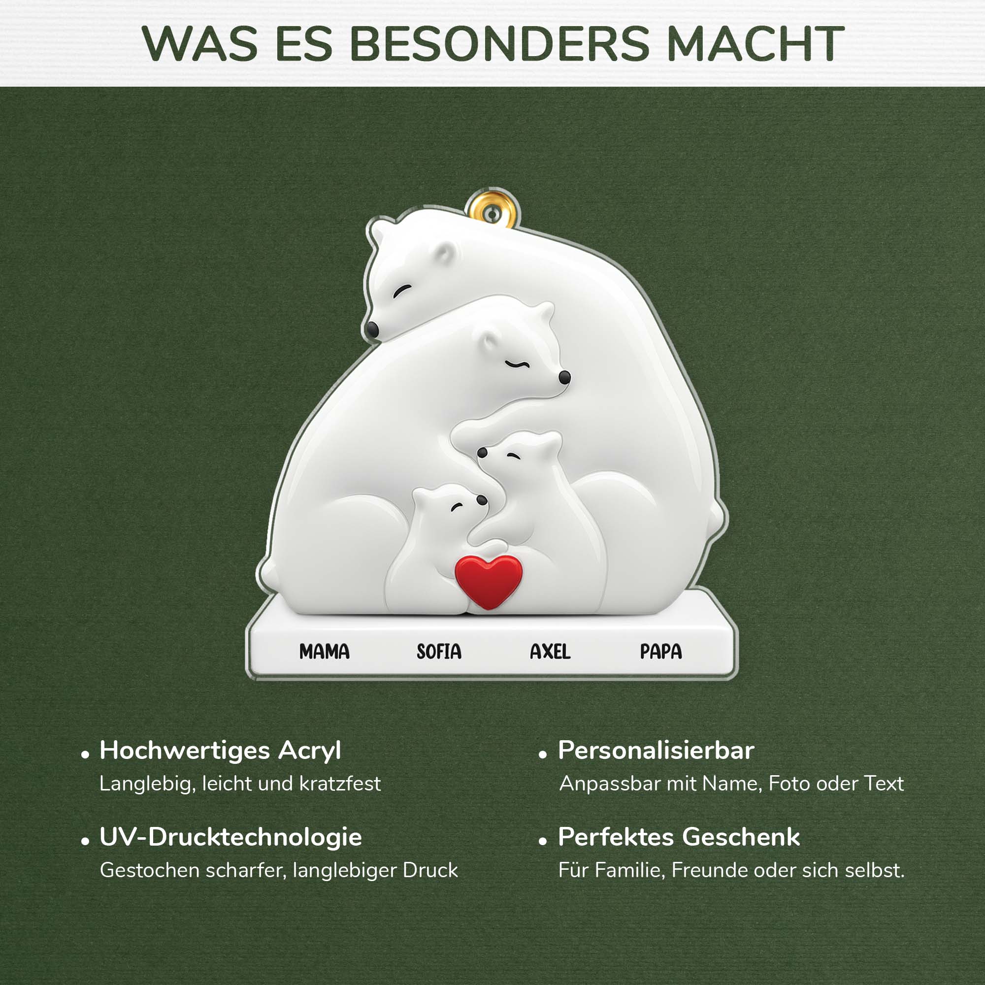 5566OGE4 barenfamilie toile de jouy personalisierte acryl ornamente familie 5566O