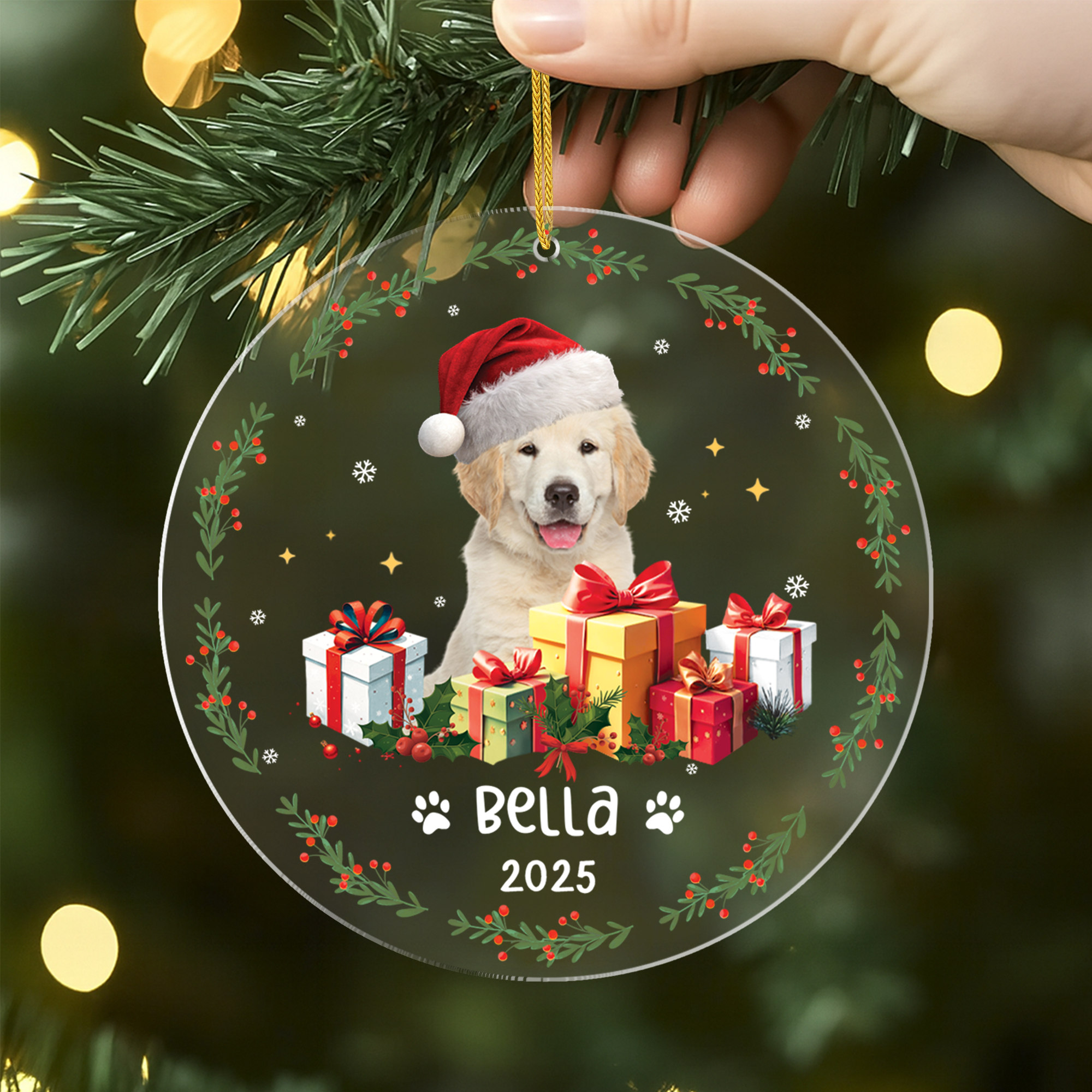 5571OGE2 katze mit foto personalisierter weihnachtsschmuck_ acryl 5571OKZ5D