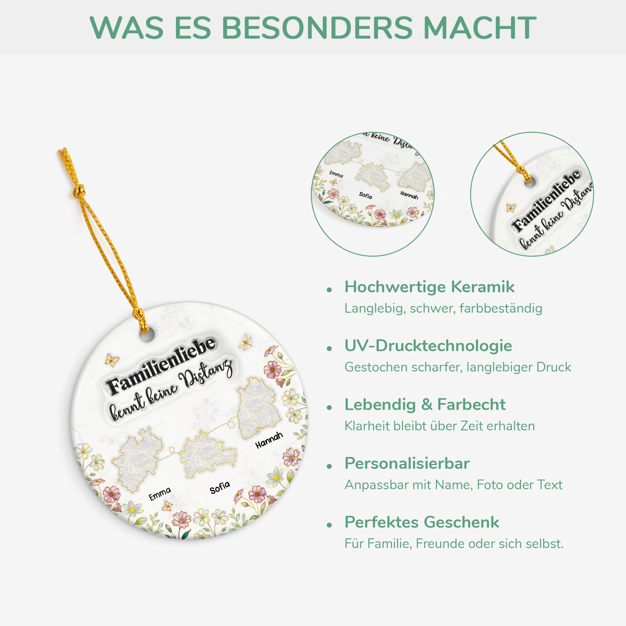 5575OGE4 3d druck effekt familienliebe kennt keine distanz personalisierte weihnachtsschmuck keramik familie 5575O6HAI