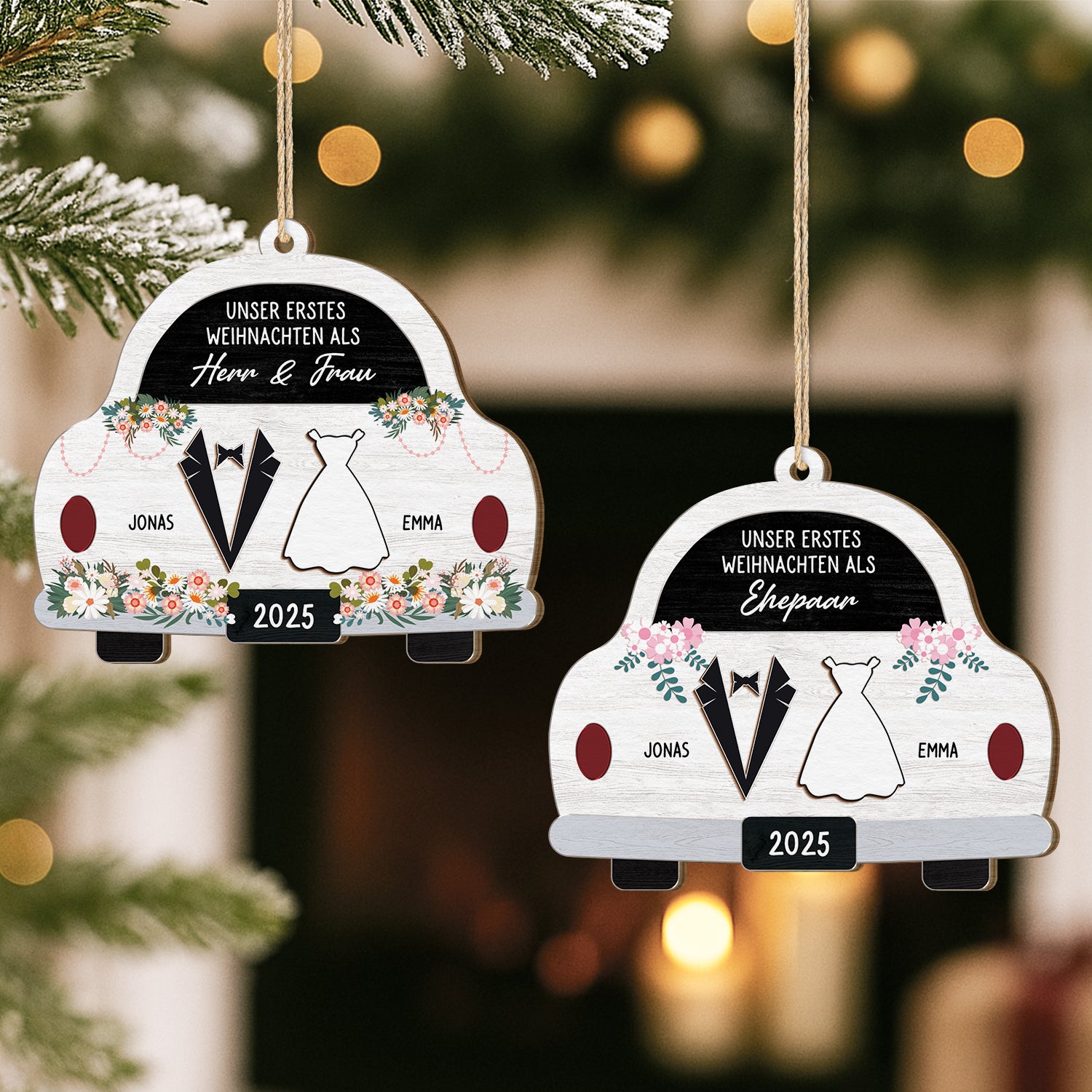 5577OGE2 unser erstes weihnachten als ehepaar personalisierte 1 schicht holz ornamente weihnachten paar 5577O6QNG