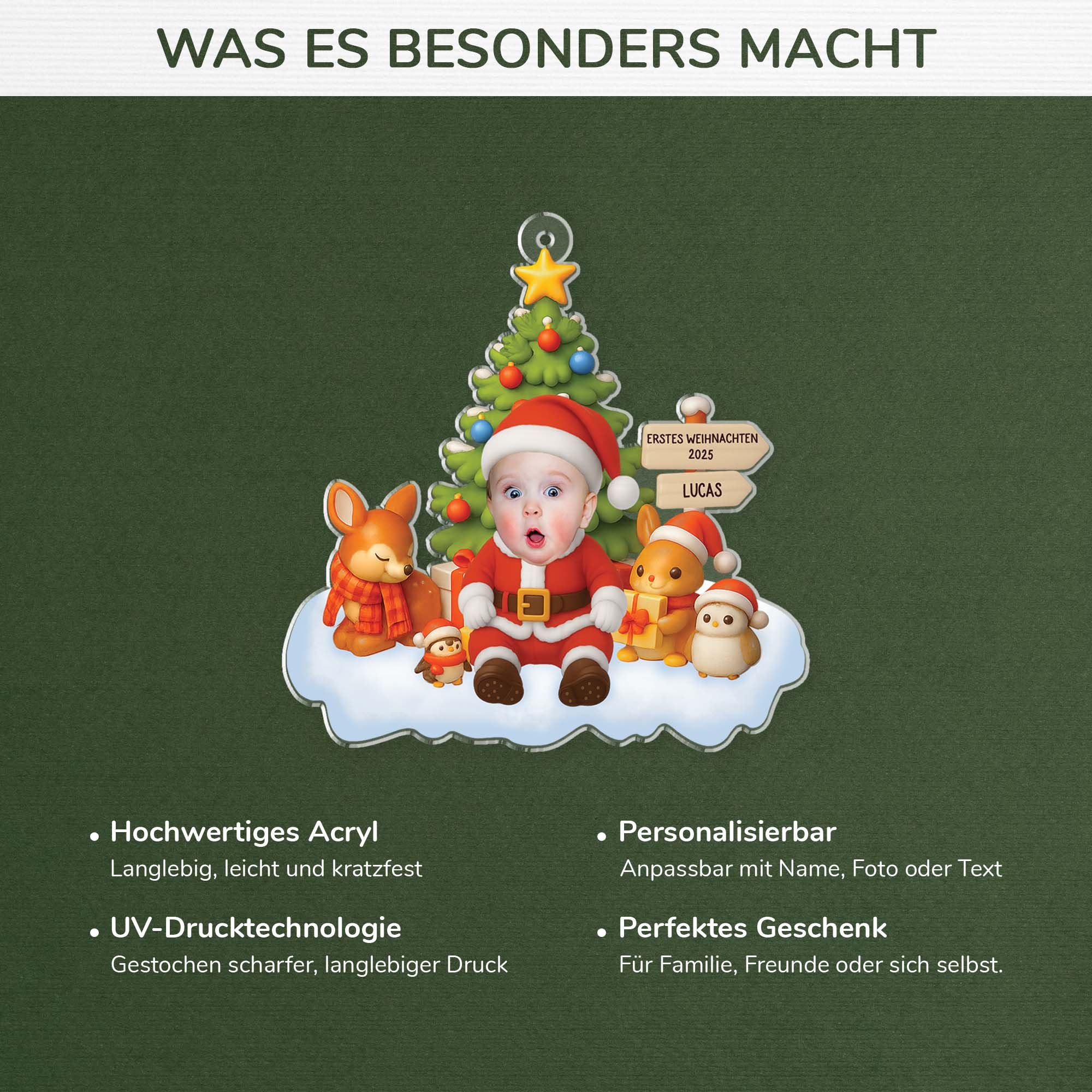 5586OGE4 erstes weihnachten personalisierter weihnachtsschmuck_ aus acryl baby mit gesicht 5586OTUAK