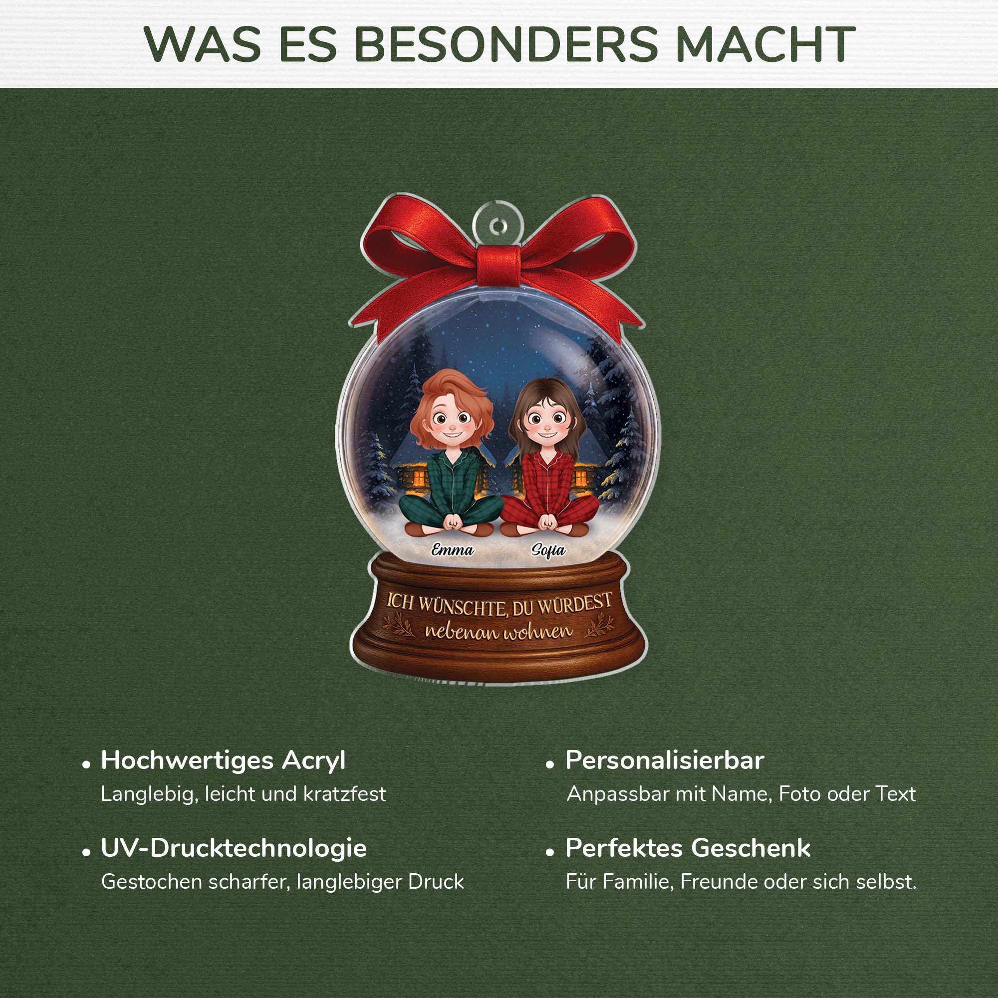 5592OGE4 ich wunschte du wurdest nebenan wohnen personalisierte weihnachtsschmuck aus acryl beste freundin 5592O3ZMF